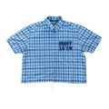 002 "Your Cross" Cropped Flannel Short Sleeve White Green Plaid - L