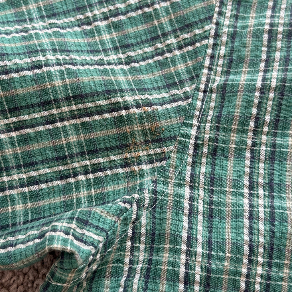 "Your Cross" Short Cropped Short Sleeve Lightweight Flannel Grid Green - XXL