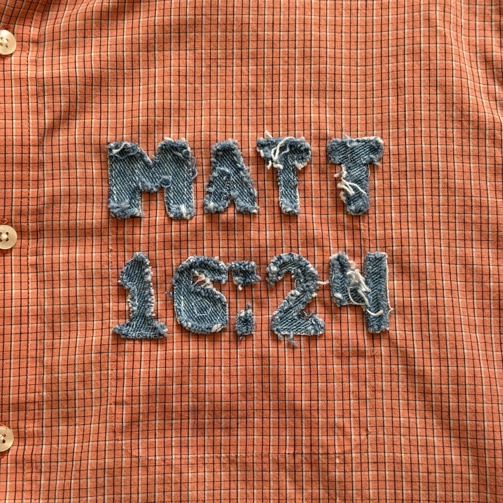 "Your Cross" Boxy Cropped Short Sleeve Lightweight Flannel Orange - XXL
