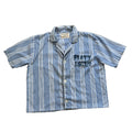 "Your Cross" Boxy Cropped Short Sleeve Lightweight Flannel Blue Stripe - L