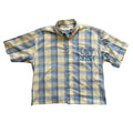 "Your Cross" Boxy Cropped Short Sleeve Lightweight Yellow and Blue Plaid - M